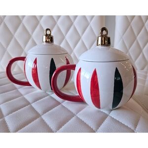 NEW Set 2 Piece Christmas Ornament Ball Mug with Lid